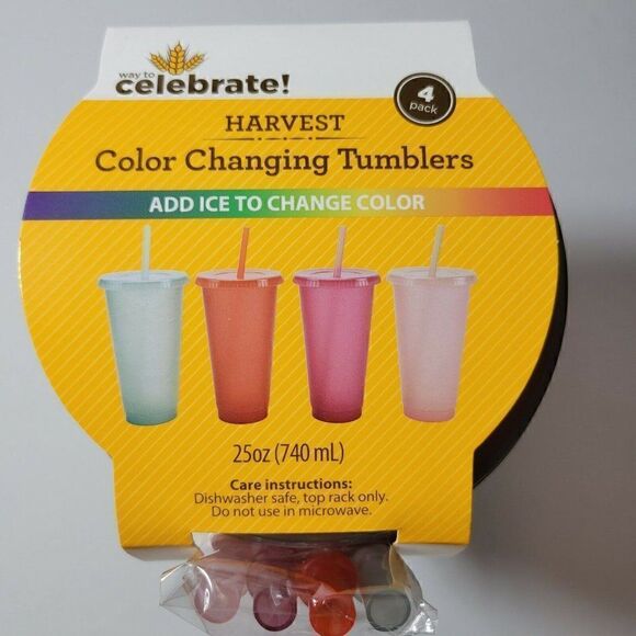 Way to Celebrate Harvest Fall Color Changing Tumbler Cups Reusable 4-Pack 25 Oz - Picture 9 of 12